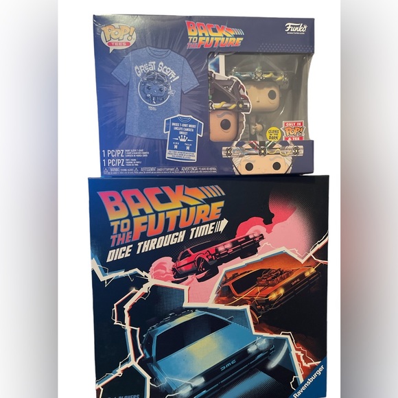 Back to the Future bundle- Board Game & Funko w/pop Tee, Glows in the dark, Med - Picture 1 of 11